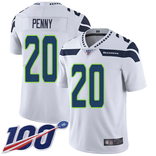 Seattle Seahawks Limited White Men Rashaad Penny Road Jersey NFL Football #20 100th Season Vapor Untouchable->youth nfl jersey->Youth Jersey